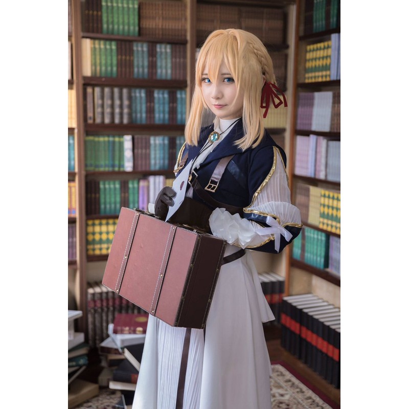 Nuoqi Violet Evergarden Cosplay Costume Womens Anime Uniforms Suit,Dark Blue,Medium