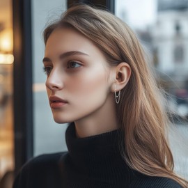 YZSFMZGE 925 Sterling Silver Chain Dangle Earrings Bar Stud Earrings for Women Minimalist Bar Double Chain Earrings Jewelry Gifts for Christmas Birthday (Silver)