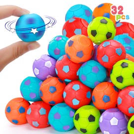 32PCS Fidget Spinner Soccer Balls Sports Party Favors Bulk for Kids 4-8 8-12 Birthday Goodie Treat Bag Stuffers Classroom Treasure Toys Carnival Prizes Pinata Fillers Mini Return Gifts for Boy Girl
