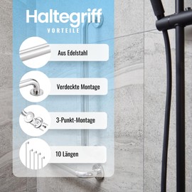 Stahlia Grab Rail Diameter 30 mm Stainless Steel Shiny 350 mm Towel Rail for Seniors Standing Aid Grab Rail Shower Bath Handle