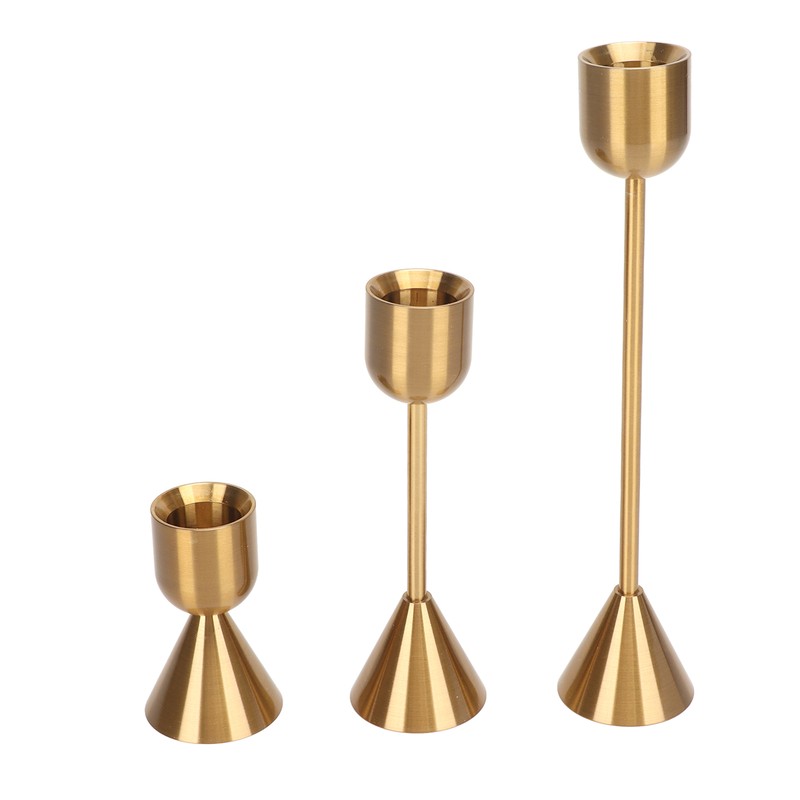 3 Pcs Candle Holders Different Heights Gold Candlestick Holders Taper