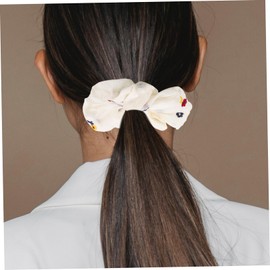 OHPHCALL 2pcs Fabric Embroidered Flower Hair Ties for Women Elastic Ponytail Holders Hair Scrunchies for Girls