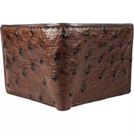 White Diamonds Brown Ostrich Wallet Bi-fold Card Slots ID Slot Bill Compartment Handmade Real