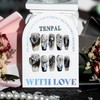 TENPAL French Tip Press on Nails Medium Chinese Style Black