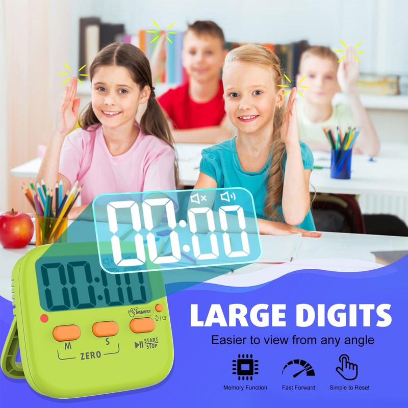 Azosowo 2 Pack Digital Timer for Kids, Magnetic Kitchen Timers