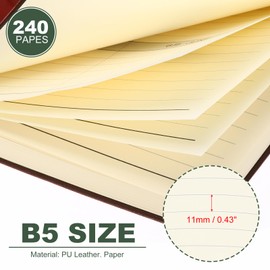 PATIKIL 6.9x9.8 Inch Lined Journal Notebook, B5 240 Pages Classic Soft PU Leather Hardcover Notebook for Writing Work Note Taking Business, Brown