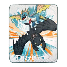 How to Train Your Dragon Kids Fleece EXPRESSIONS Throw Blanket – 50 x 60 inches Soft Plush Throw for Boys & Girls – Warm, Lightweight, Toddler Bedding for Bed, Couch, Travel, Naptime