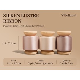 Vitalizart Silk-Like Ribbon 1" x 15Yd Champagne & Cream & Nude Gift Wrap