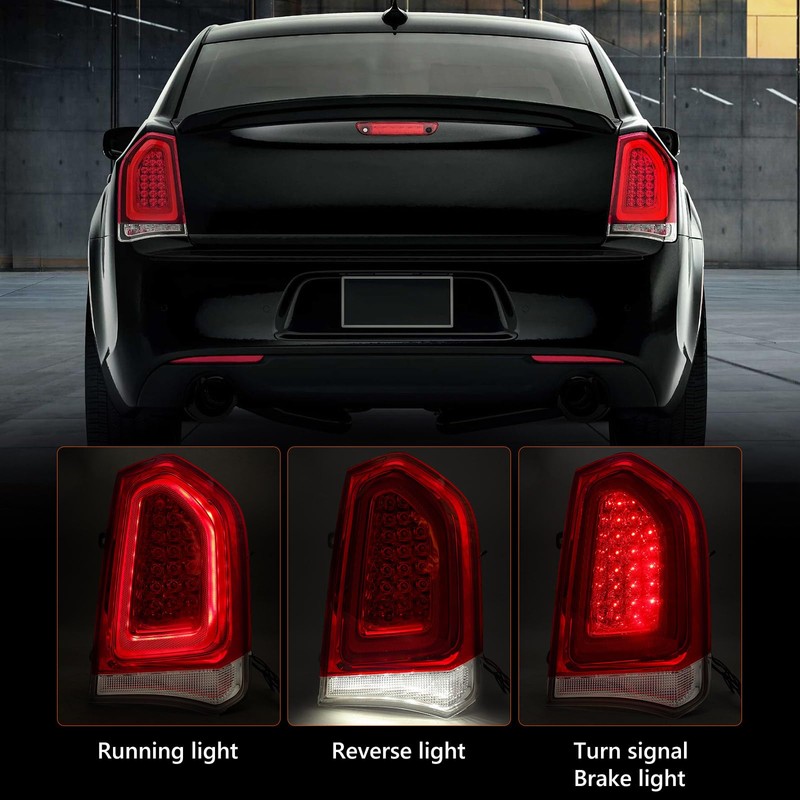 Huray Full LED Tail Light Fit for Chrysler 300/300C 2015-2023