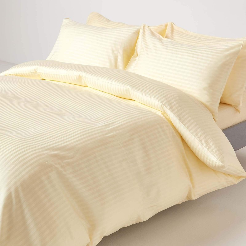 Homescapes Damask Fitted Sheet 180 x 200 cm Vanilla with