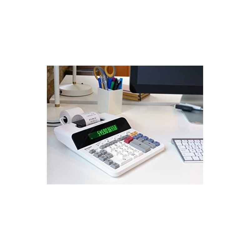 Sharp 12-Digit Printing Calculator with Extra Large 10-Digit Option, 8.0