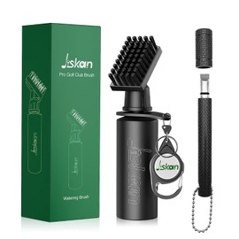 Jiskan Pro Golf Club Cleaner Brush Golf Groove Sharpener Tool with Retainer Clip and Squeeze Water Bottle 7.5 Inches Holds 4 Ounces of Water, Essentials Golf Bag Accessories Best Golf Gifts for Men
