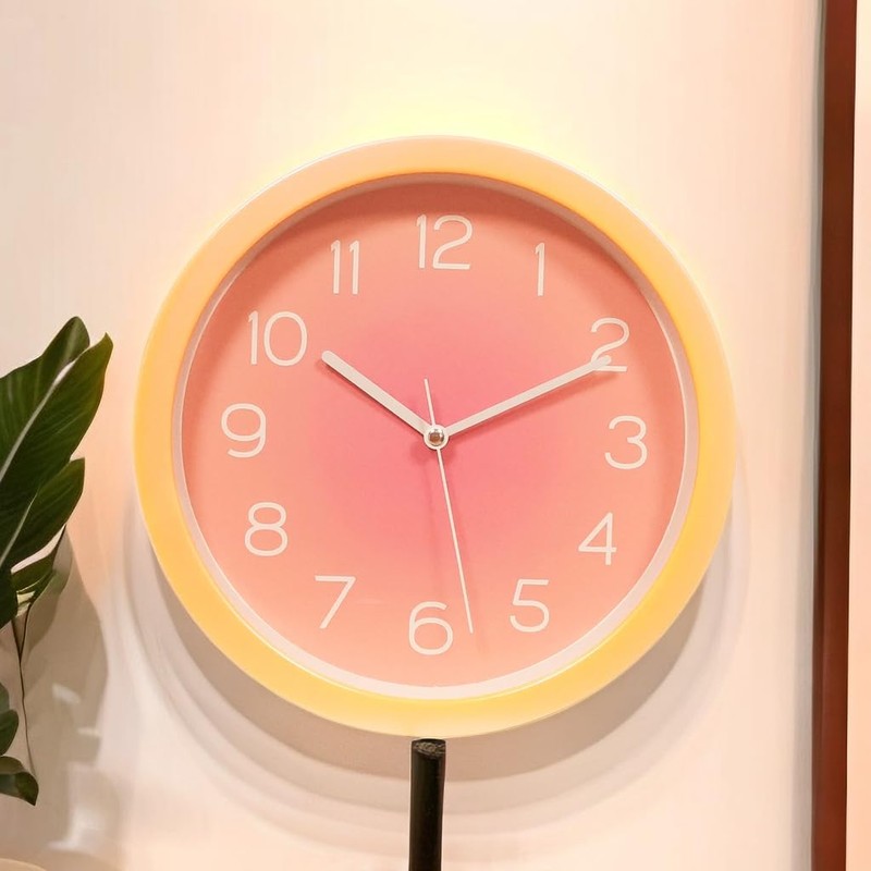 Topkey Silent Wall Clock Kitchen 10 Inch Minimalist Design Non-ticking
