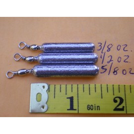 HOME MADE 10 PCS. BOTTOM BOUNCER PENCIL SINKER 1/2 OZ. W/#7 NICKEL BARREL SWIVEL