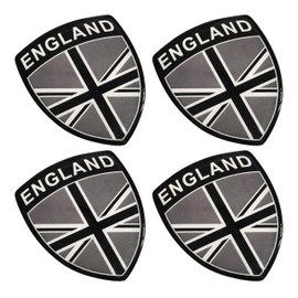 PTDecals 4 PCS 4x5CM Soft Flexible Epoxy Black Grey White The Union Jack England Flag Emblem Sticker UK GB Flag Badge Decals for Vehicle Auto Car Motorcycle Helmet Home Decoration