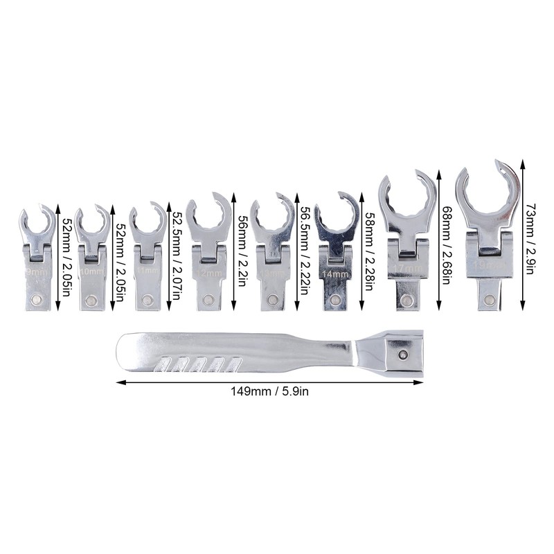 Uadme Flexible Combination Spanner Set, 180 Degree Rotation Open Ring