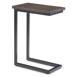 SIMPLIHOME Skyler SOLID MANGO WOOD and Metal 18 Inch Wide Rectangle C Side Table in Walnut Brown, Fully Assembled, For the Living Room and Bedroom