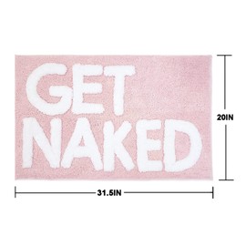 Inshere Get Naked Bath Mat, Bathroom Decor Area Bath Rug Cute Washroom Decor Mat, Soft & Absorbent Plush Non-Slip Washable Pink