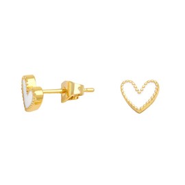 Heart Stud Earrings Cute Gold Plated Nickel Free Love Heart Colorful Enamel Studs Earring for Women Cartilage Piercing Post Hypoallergenic Fashion Jewelry Gifts 7mm*8mm, 7mm*8mm, Base Metal Enamel, No