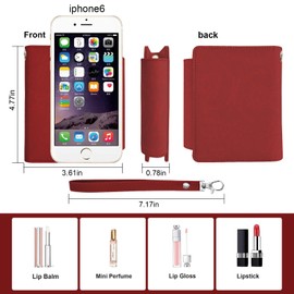 LAOTANGJIA PU Lipstick Case Holder with Mirror Holds 3pcs of Long Lipsticks Keychain Holder with Clip Travel Cases Organizer Bag for Outside Mini Bag Pouch Gift for Women-Red