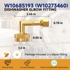 W10685193 Dishwasher 90 Degree Elbow Fittings 2-Pack Replacement