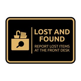 Signs ByLITA Classic Framed Lost and Found Report Lost Items at the Front Desk Sign (Black Gold) - Large