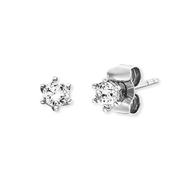Engelsrufer Keep It So Simple Women's Shiny Stud Earrings Made of Sterling Silver with Zirconia - Nickel-Free, Sterling Silver, Cubic Zirconia
