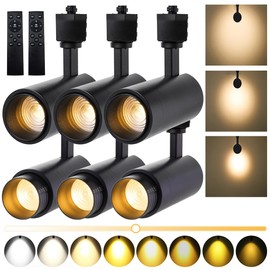 Zoomable 10W Track Light Heads ,H Type Track Lighting Heads With Remote,Stepless Dimming Bright LED Track Heads 2700K-6500K Adjustable ,15°~60° Beam Angle,Timer for Home,Commercial,Artwork 6Pack Black