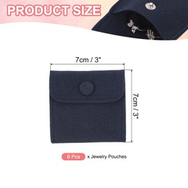 PATIKIL 3x3 Inch Jewelry Pouch, 6 Pack Velvet Pouches Snap Button Jewelry Storage Bags Present Pouch for Earrings Bracelets Necklaces Rings Watch, Dark Blue