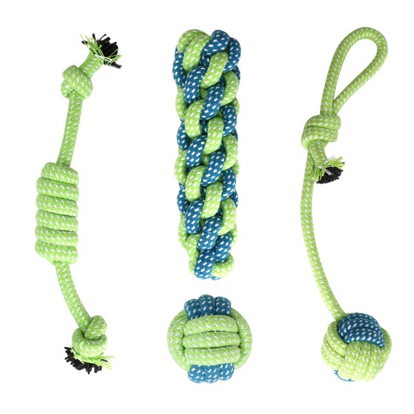 Depets 4PCS Dog Rope Toy, Assorted Pet Rope Chew Toys, Durable Rope Knot Dog Toy, Puppy Teething Playing Toys for Small Dogs Puppies