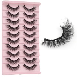 Cat Eye Mink Fluffy Lashes – Wispy, Volume, Soft and Curly False Eyelashes for a Glamorous Finish – 10 Pairs