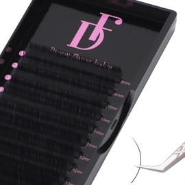 DF Lash Extension Volume Lash Extensions 0.05 C Curl 15mm Individual Lash Extensions Classic Eyelash Extensions Soft Matte Black Single Lashes Professional Salon Use