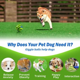Sinmaklin Giggle Ball for Dogs, Green Wobble Wag Giggle Dog Ball, 4.3In Dog Ball Interactive, Funny Sounds Dog Toys Ball for Small Medium and Large Dogs, Interactive Dog Balls for Boredom And Anxiety