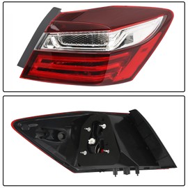 Tail Light Assembly Fit for 2016 2017 Honda Accord,Right Outer Taillight Brake Lamp Rear Light Replacement Passenger Side #HO2805108(No Bulb Socket)