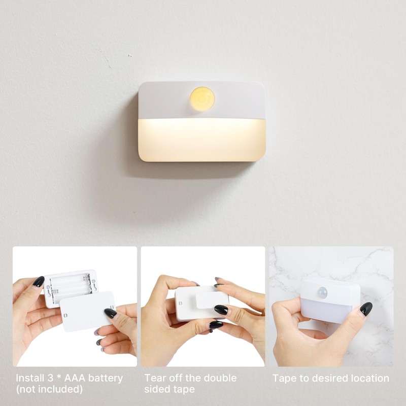 Guankai 8 Pack Motion Sensor Stair Light for Indoor, Battery