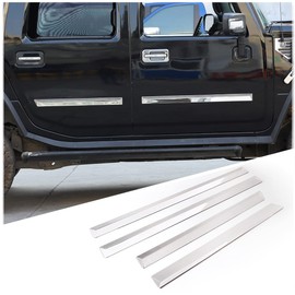 Body Side Door Molding Trim, Stainless Body Molding Insert Trim Kit Compatible with Hummer H2 2003-2009, Car Door Protector Kit, 4PCS (Convex Style)
