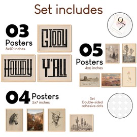 97 Decor Vintage Western Decor for Home - Boho Western Wall Decor for Bedroom, Southwest Wall Collage, Western Wall Art Prints, Ranch Desert Aesthetic Pictures Southwestern Decor for Dorm (Unframed)