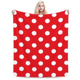 Red White Polka Dot Blanket Soft Lightweight Throw Blankets Cozy Flannel Bed Throws for Sofa Couch Travel Home Room Bedroom Decor Gifts for Women Men Kids 50"x40"