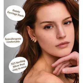 AVOTTO 3 Pairs Gold Hoops Earrings for Women Hypoallergenic 14KGold Hoop Earrings Small Huggie Hoop Earring Set for Multiple Piercings Jewellery Gifts