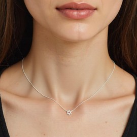 ALRNBY 18K Gold Star of David Necklace - Minimalist Lucky Pendant Necklace Jewelry for Men and Women Stainless Steel Necklace Jewelry (Center Pendant, Silver)