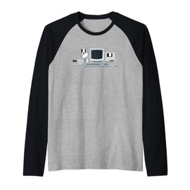 Vintage Tech Icons Retro IT Hardware and Gadgets Raglan Baseball Tee