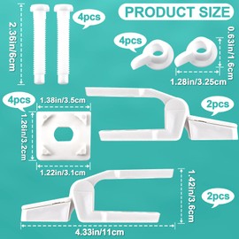 Joez Wonderful 2 Sets White Plastic Toilet Seat Hinge Replacement with Bolts Screw and Nuts, Universal Toilet Seat Bracket Hardware for Replacement & Repairs