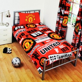 Manchester United FC Reversible Manchester United FC Duvet Cover Set for Child/Boy Cama individual red