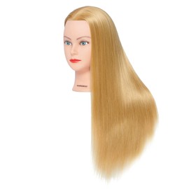 Hairginkgo Training Head 26"-28" Mannequin Head Synthetic Fiber Cosmetology Doll Head Hair Styling Manikin Braiding Head Hairdresser Training Model for Cutting Braiding with Clamp (92018W2720)