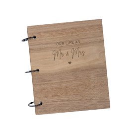 Our Life as Mr & Mrs Photo Album - Couples Memory Book - Engraved Wedding Gifts - Wooden Anniversary for Him Her - Couples Book to Fill Out Together (Walnut, 50 pages)…