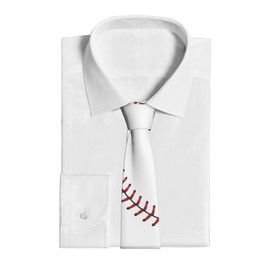 WELBB Baseball Necktie Men's Skinny Ties Great for Weddings Groom Groomsmen Dances School Party Gifts, Black, One Size