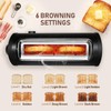 Long Slot Toaster 2 Slice,Cancel Reheat Defrost Functions,Removable Crumb Tray,6