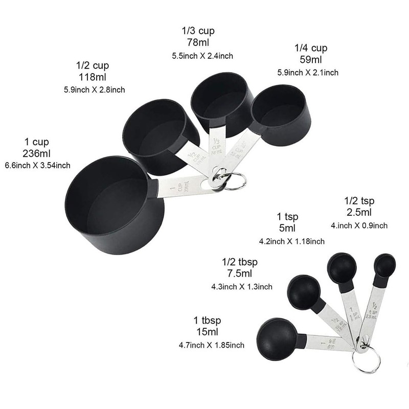 black Measuring Tools 8-Piece - 4 Measuring Cups / 4