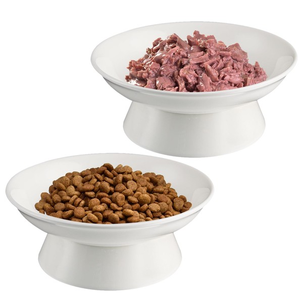 TIGOADT Pack of 2 Cat Ceramic Feeding Bowls, 15.3 cm
