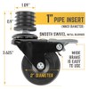 PIPE DECOR Swivel Caster Wheels for 1” Pipe (4-Pack), Casters